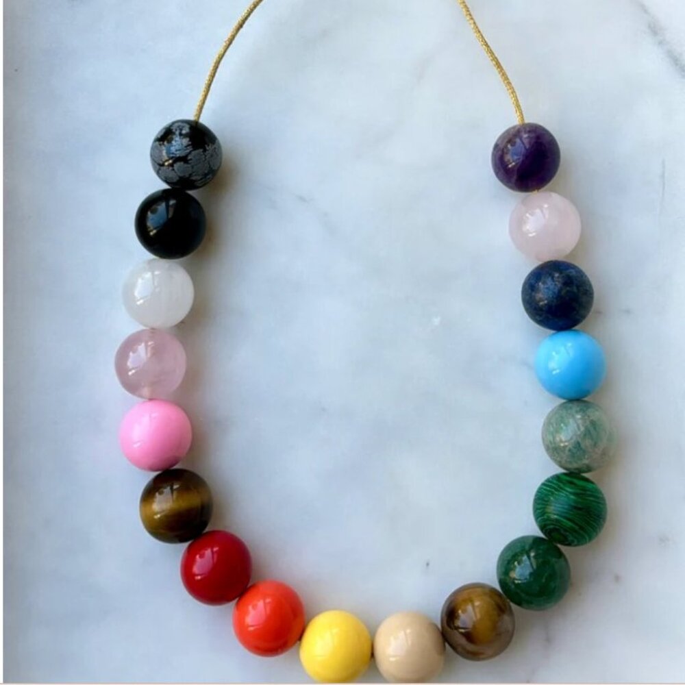La Lumierie Prism Royale Bubblegum Beaded Necklace Original Rainbow